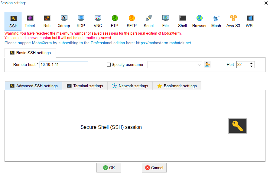 MobaXTerm SSH Session 연결