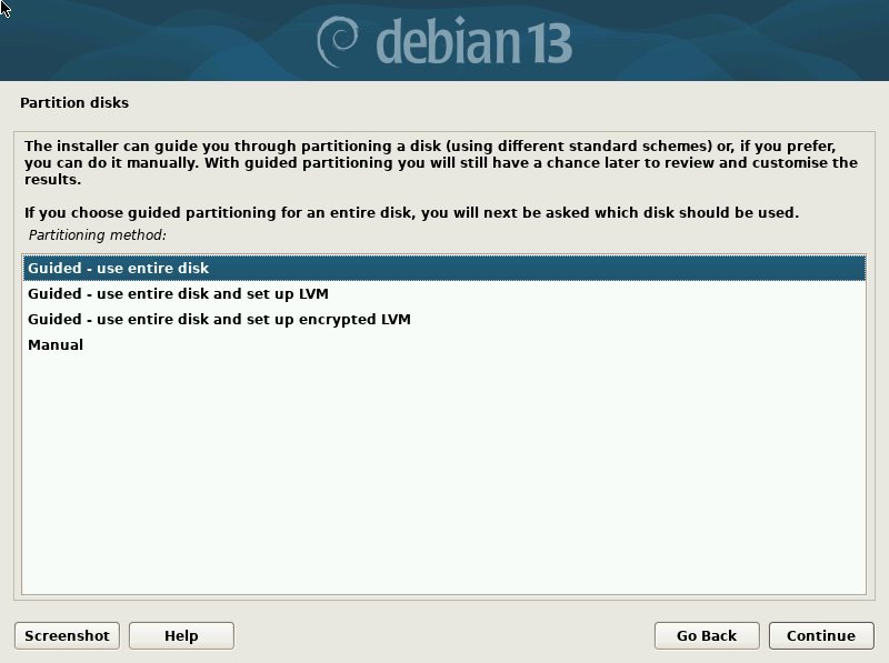 Debian13.4 ─ Partition Disks(1)