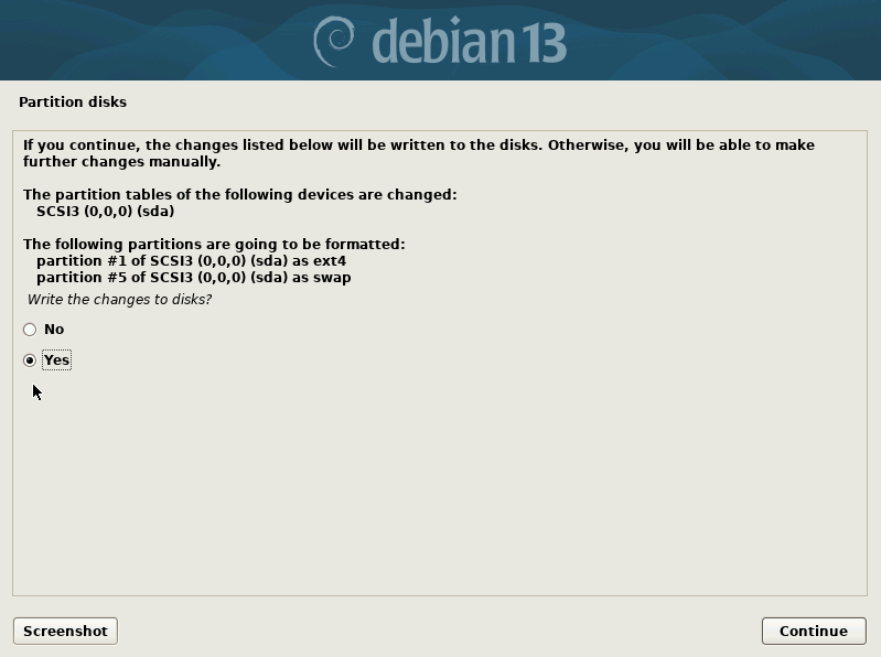 Debian13.4 ─ Partition Disks(4)