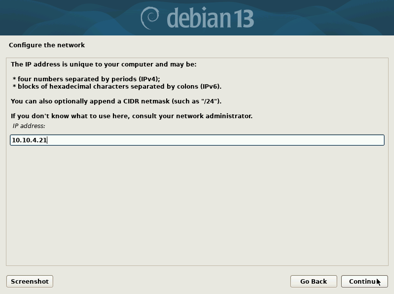Debian13.4 ─ Configure the network