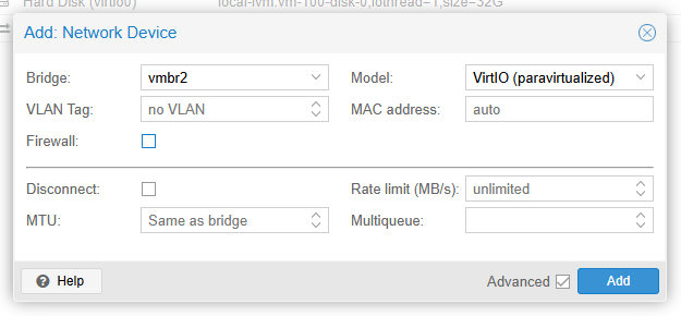 Add: Network Device(vmbr2)