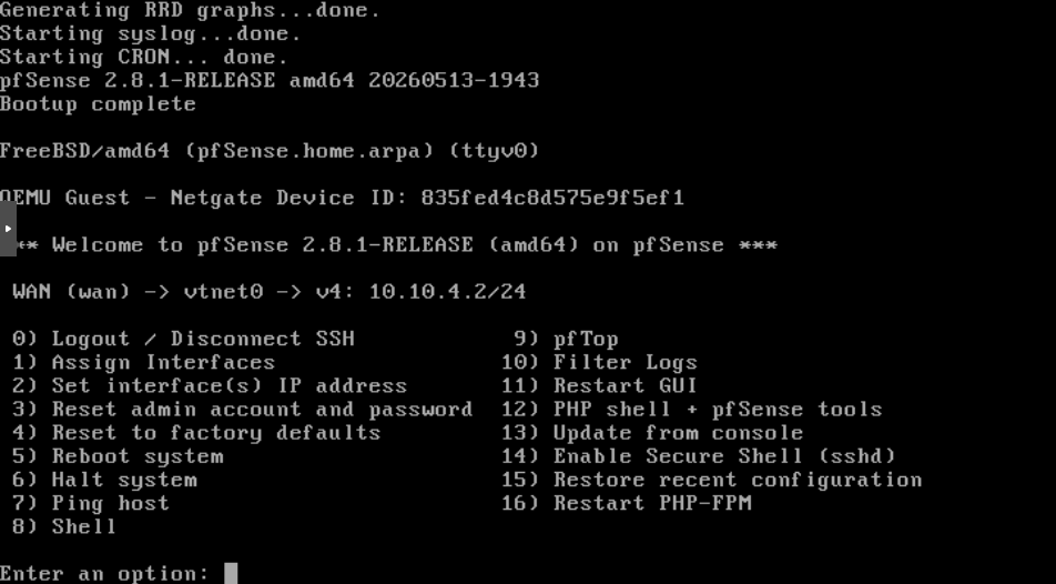 VM 100 Started ─ Console
