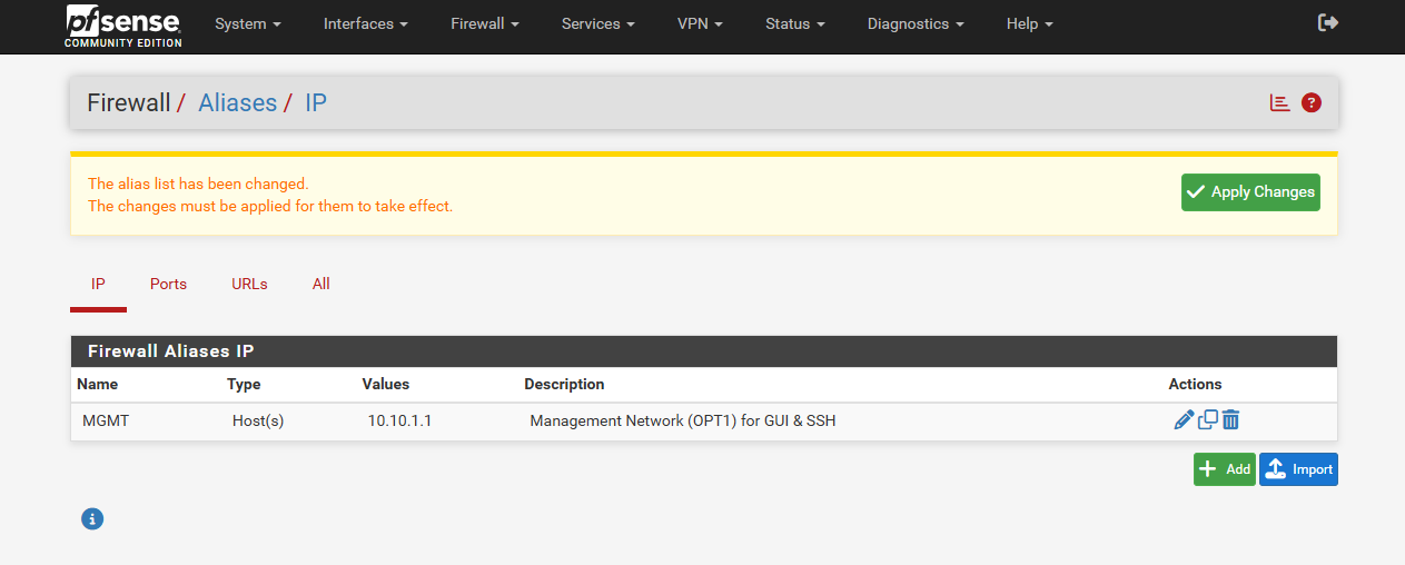 Firewall > Aliases